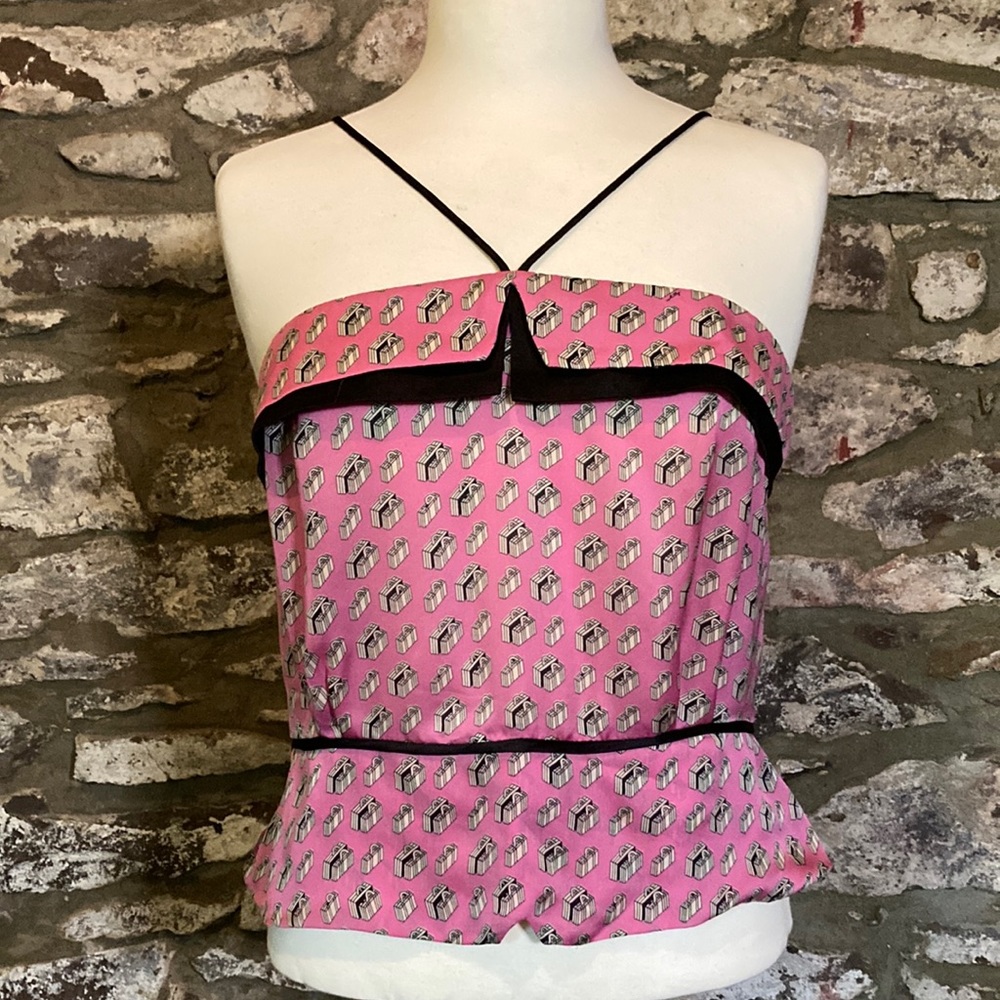 Milly silk suitcase print top size 10